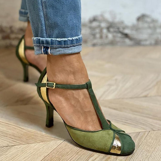 Frieda | Ausdrucksstarke Absatzschuhe mit Patchwork-Design