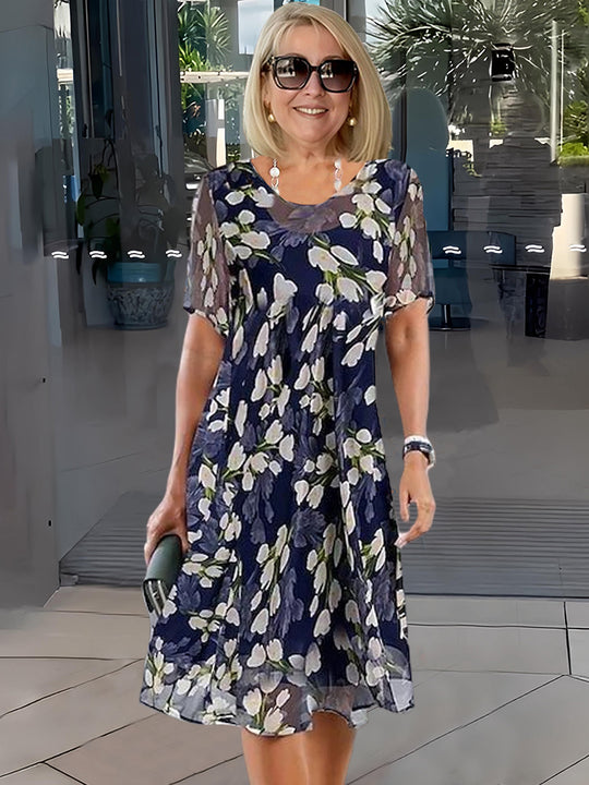 Marina | Doppeltes Tunika-Kleid mit floralem Print