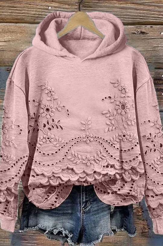 Amalia | Kapuzenpullover mit floraler Spitze