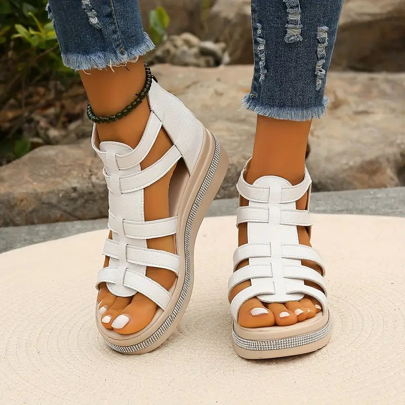 Margarete | Elegante Keilsandalette mit funkelndem Design für sonnige Tage