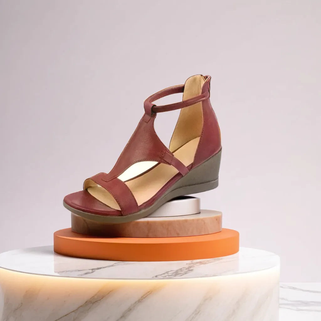 Bettina | Bequeme Sommerschuhe mit Keilabsatz und offenem Zehenbereich