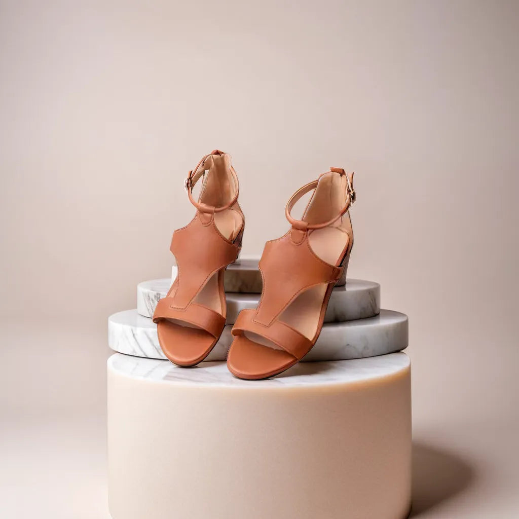 Bettina | Bequeme Sommerschuhe mit Keilabsatz und offenem Zehenbereich
