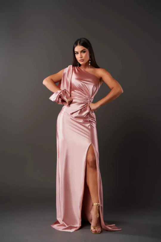 Gundula | Elegantes One-Shoulder-Kleid mit modernem Schlitz