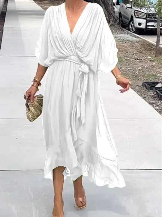 Monica | Luftiges Kleid mit V-Ausschnitt und fließender Silhouette