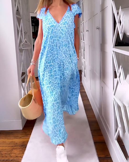 Carolin | Fließendes Kleid mit Leopardenmuster und besonderem Stil