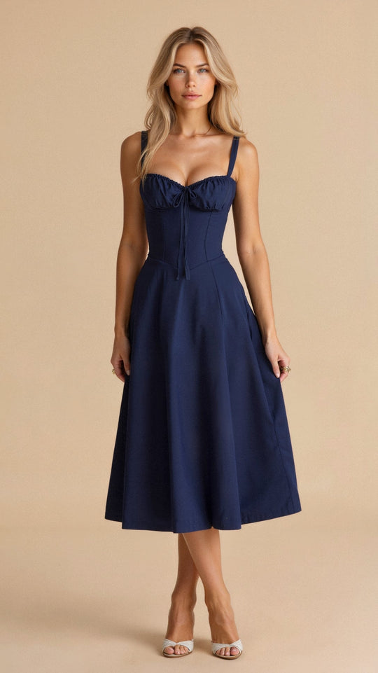 Kiana | Korsett Midikleid mit fließendem Rock