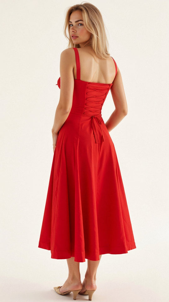 Kiana | Korsett Midikleid mit fließendem Rock