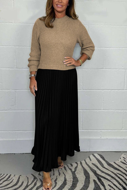 Emilia | Lange Strickjacke mit Faltenrock